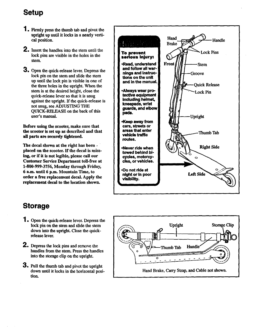 Vector 831.48854, 167662 R0700A user manual Setup, Storage 