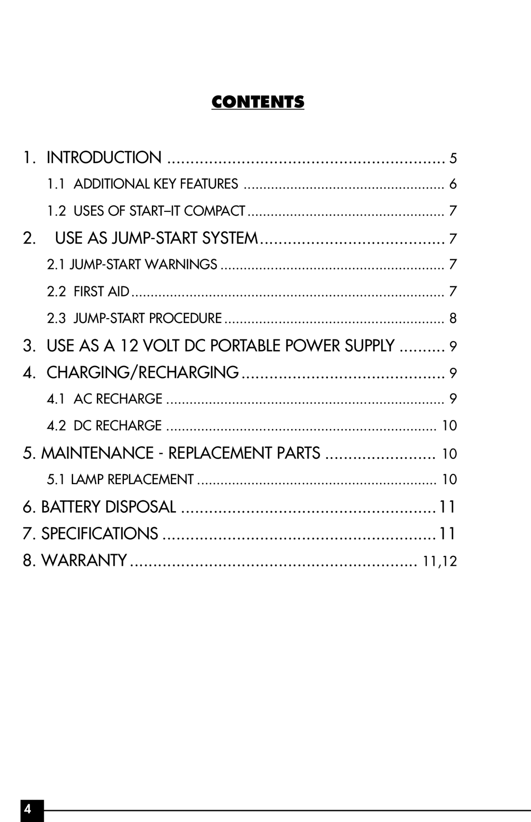 Vector VEC016 owner manual Contents 