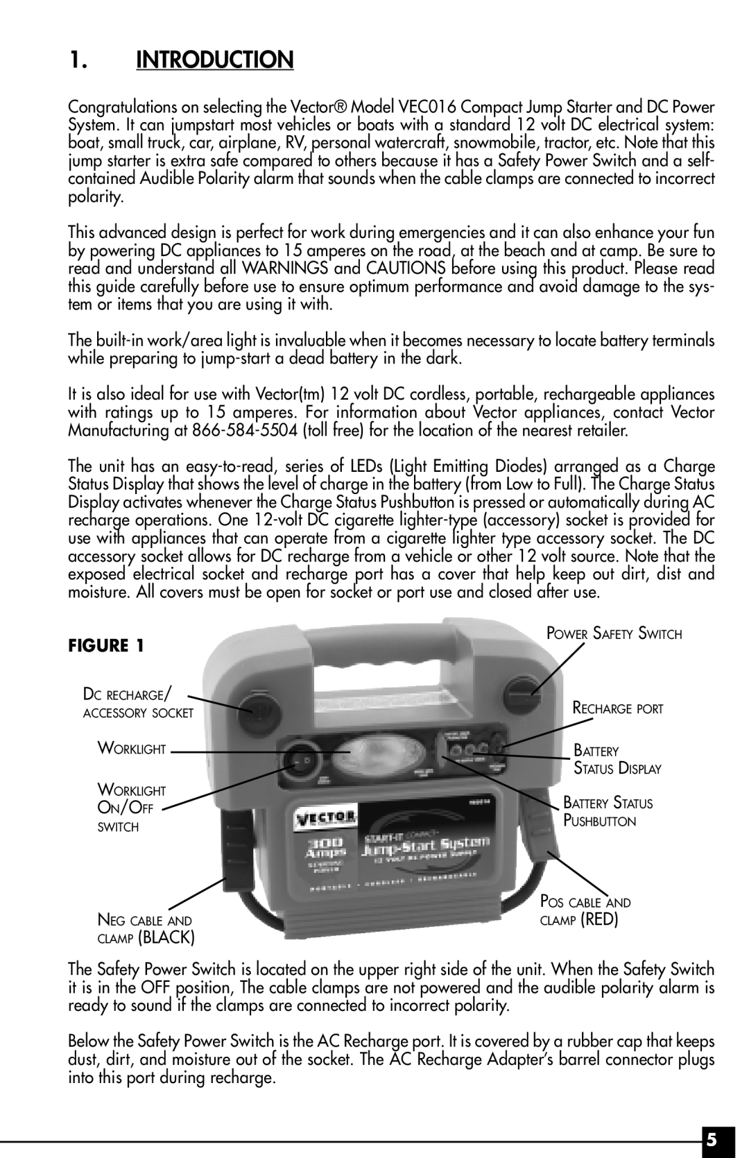 Vector VEC016 owner manual On/Off 