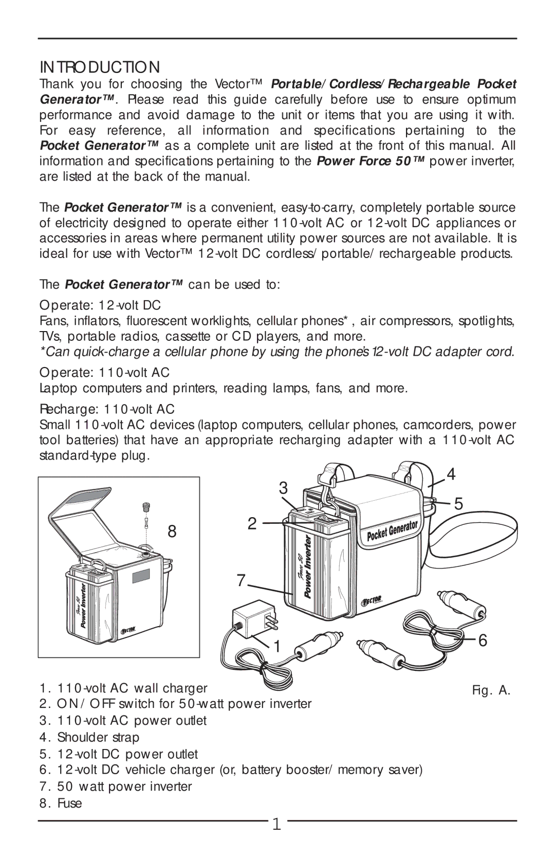 Vector VEC018-AC owner manual Introduction, Fig. a 