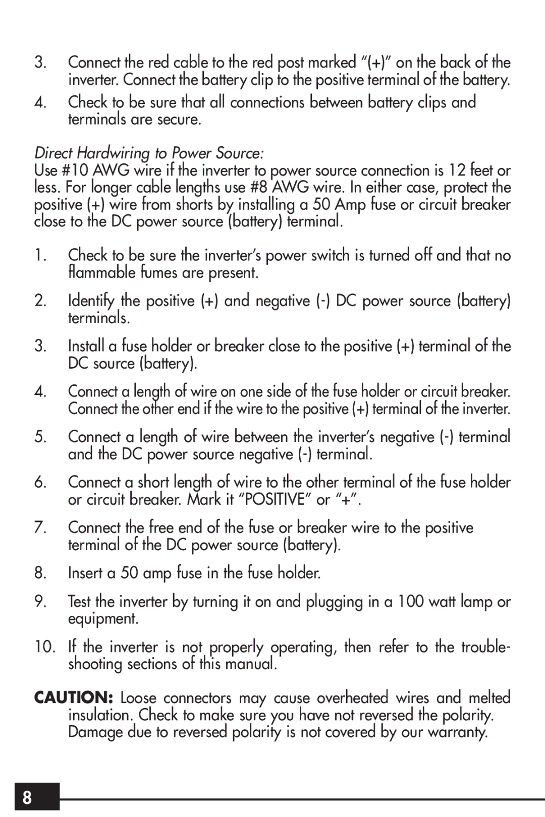 Vector VEC024 owner manual Direct Hardwiring to Power Source 