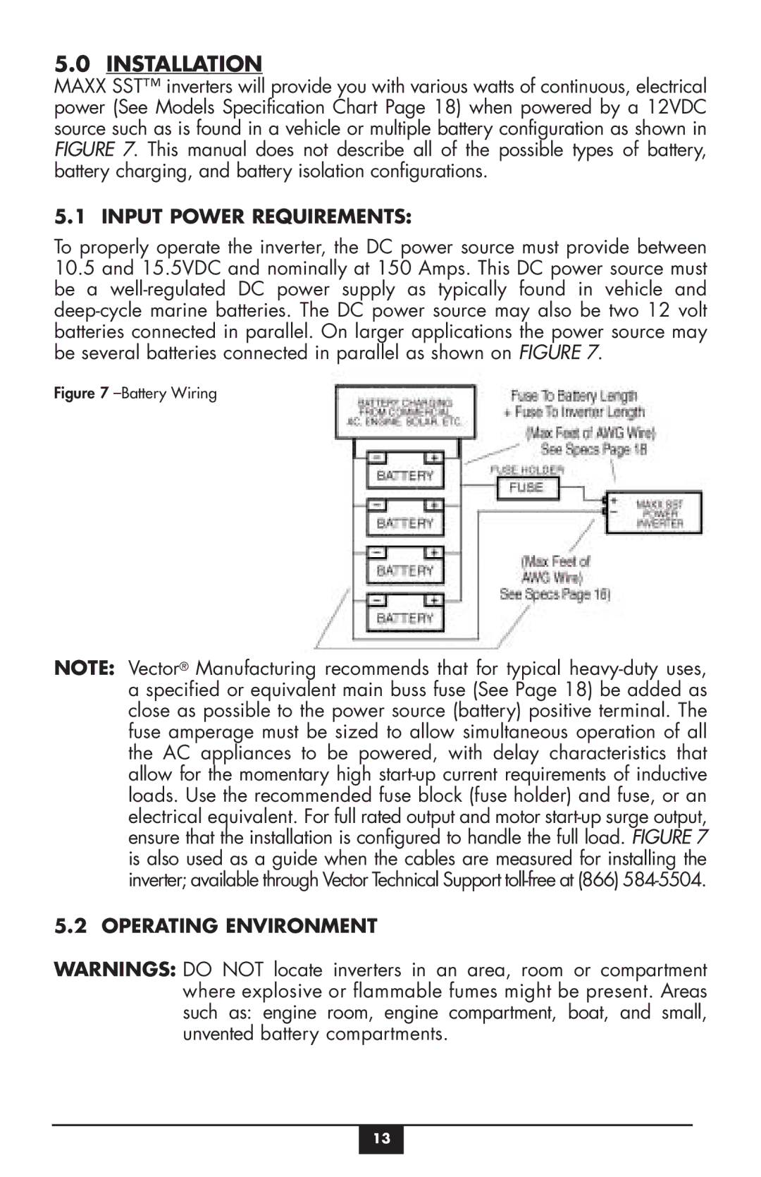 Vector VEC049C owner manual Installation, Input Power Requirements, Operating Environment 