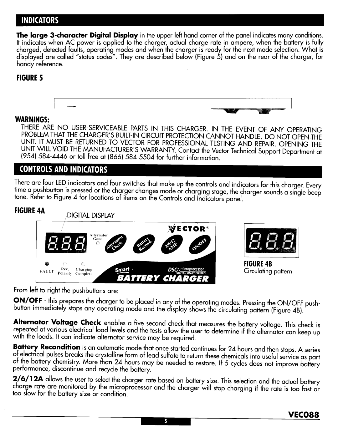 Vector VEC088, Automatic Battery Charger manual 