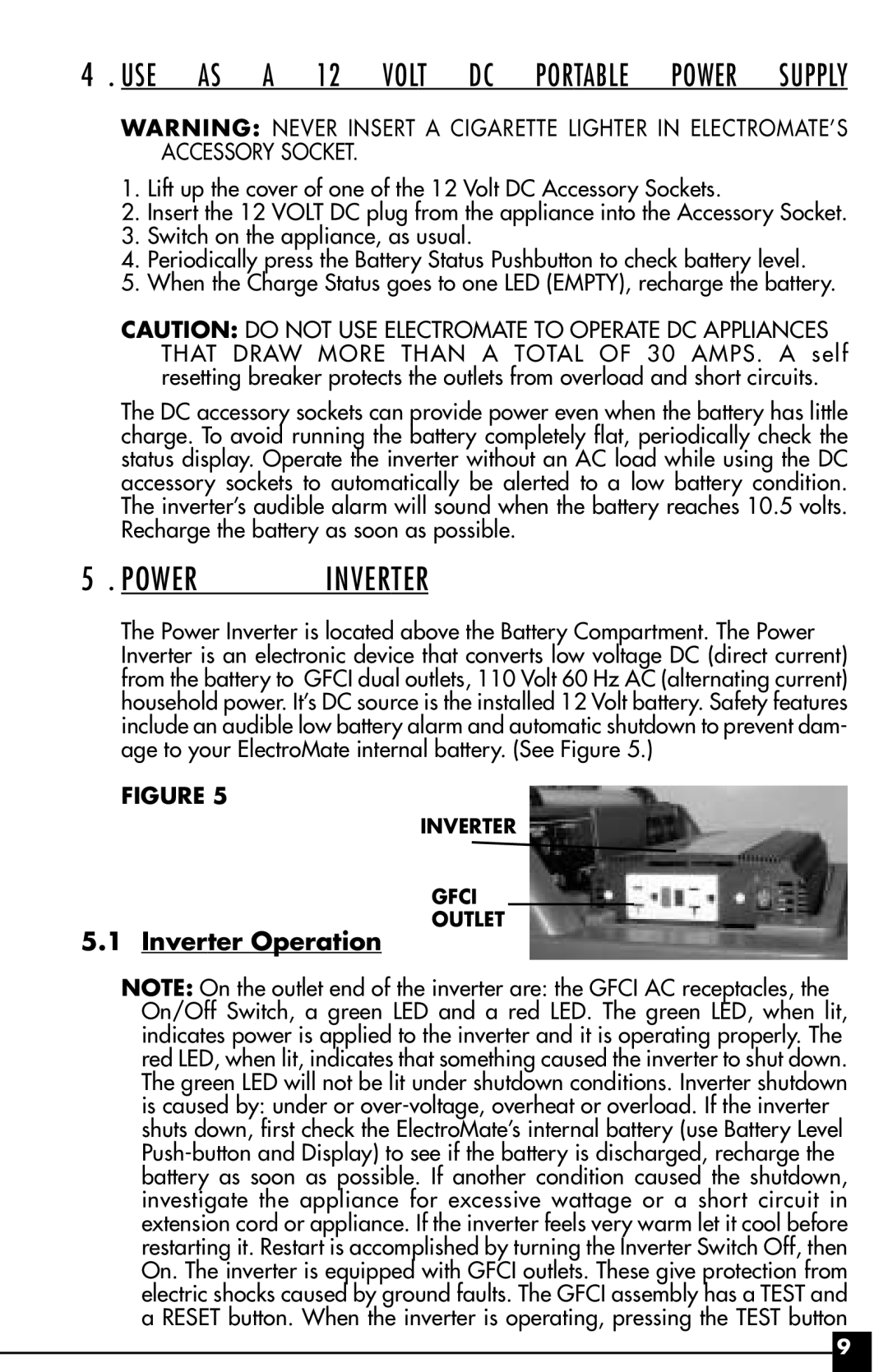 Vector 1000 WATT, VEC095 owner manual Use, Inverter Operation 