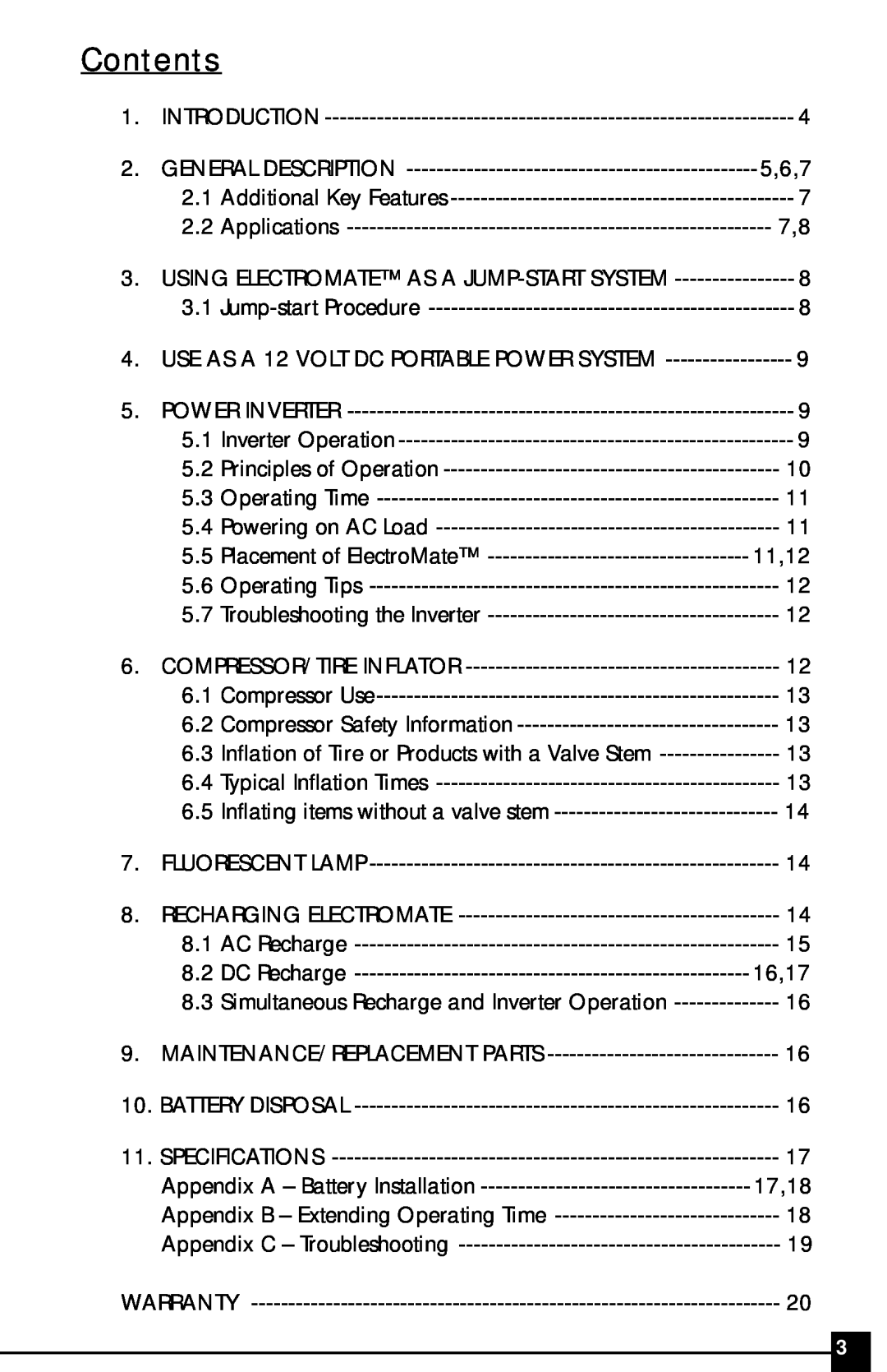 Vector VEC097 owner manual Contents 