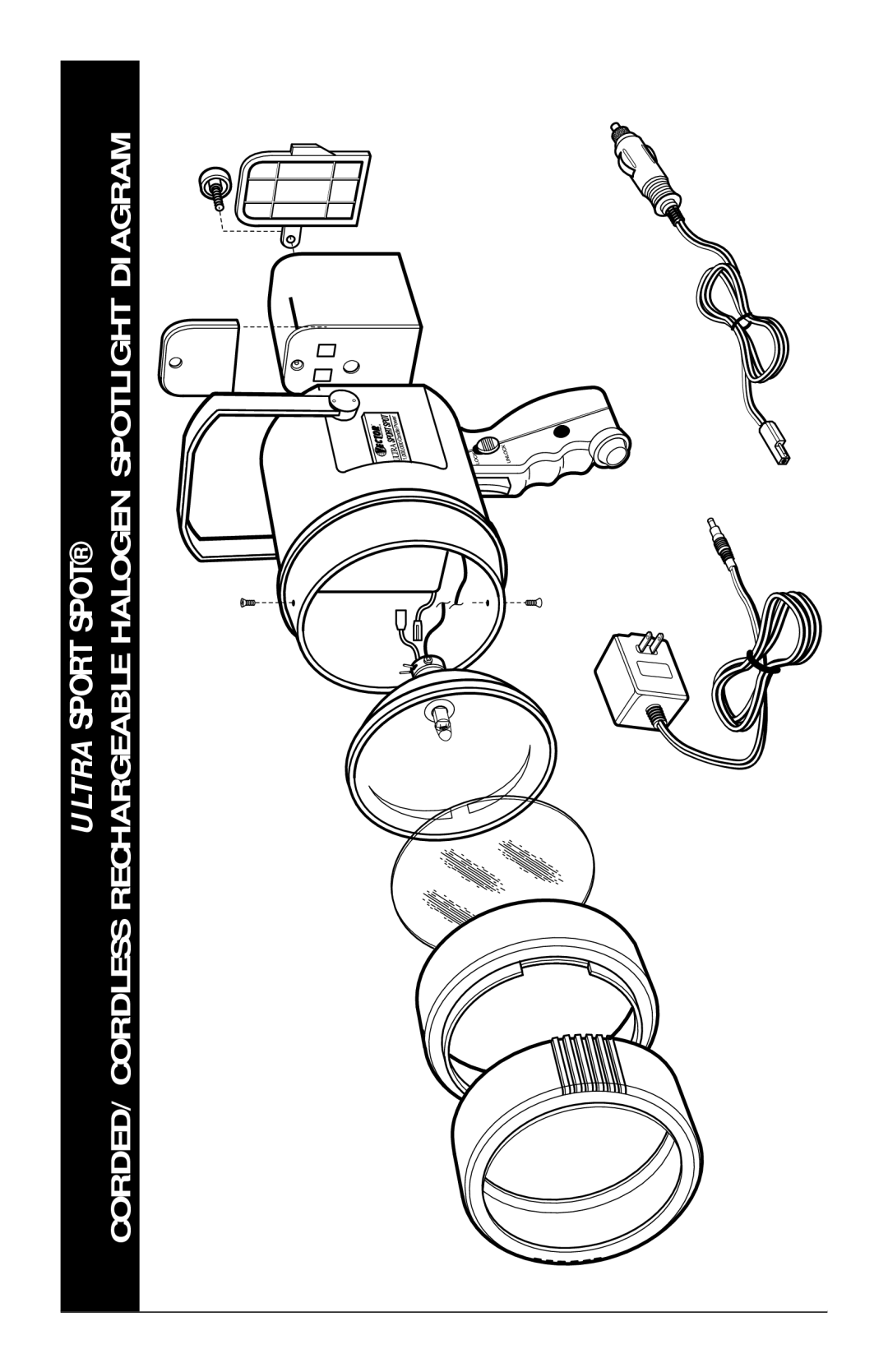 Vector VEC126BW manual CORDED/CORDLESS Rechargeable Halogen Spotlight Diagram 