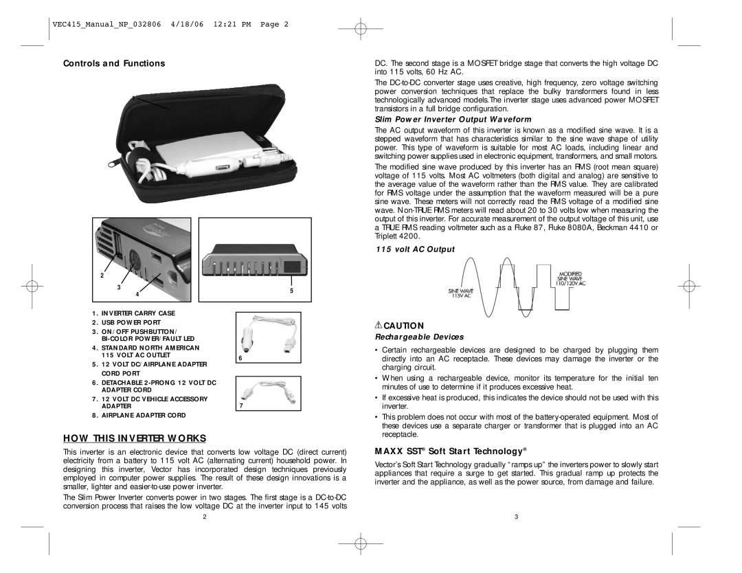 Vector VEC415, BD032806 user manual HOW this Inverter Works, Controls and Functions, Maxx SST Soft Start Technology 