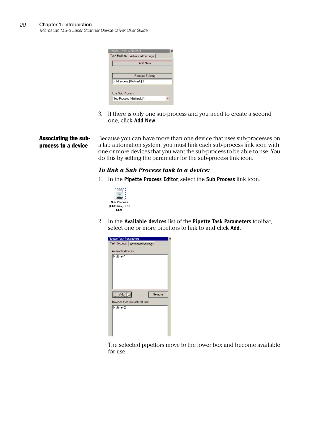 Velocity Micro MS-3 manual To link a Sub Process task to a device 