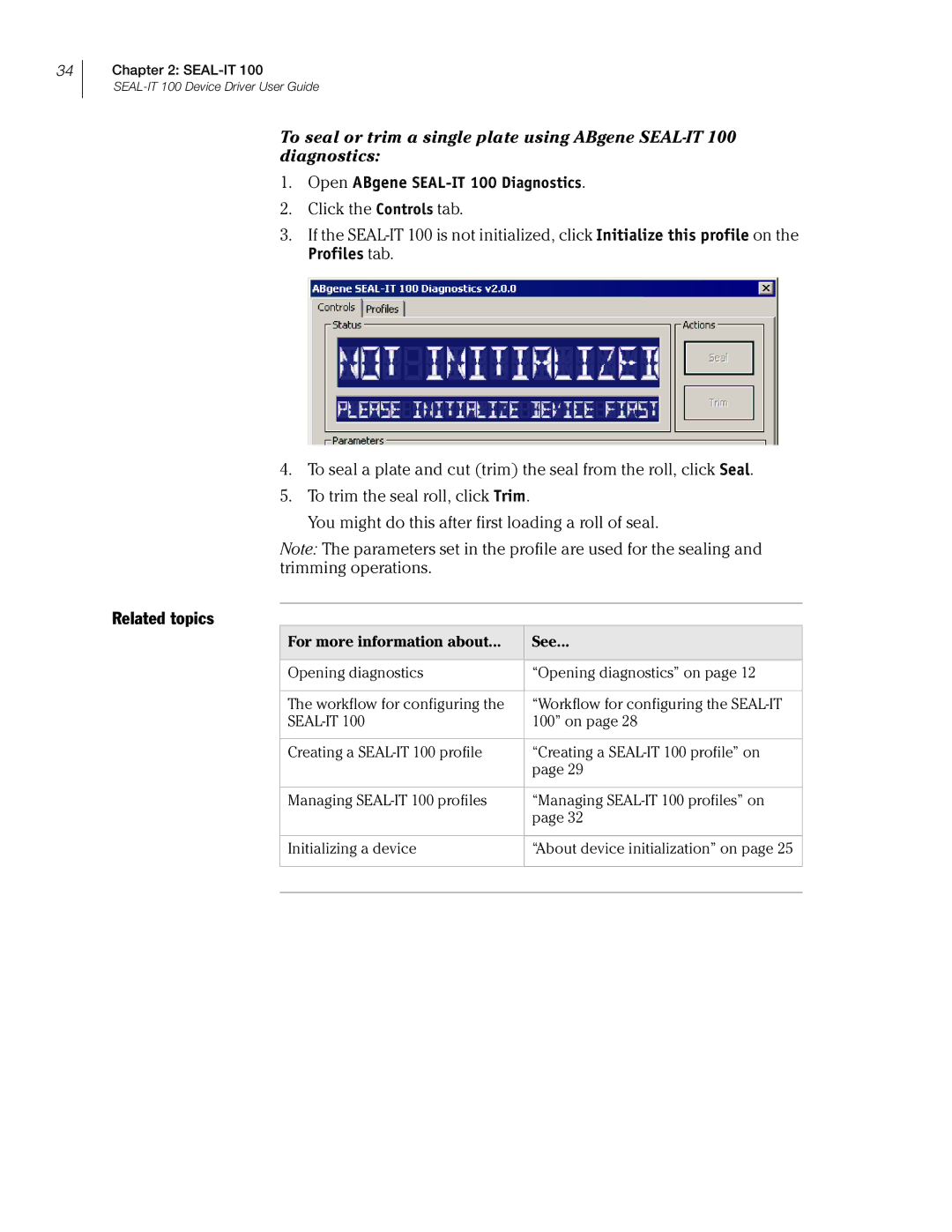 Velocity Micro SEAL-IT 100 manual Profiles tab 