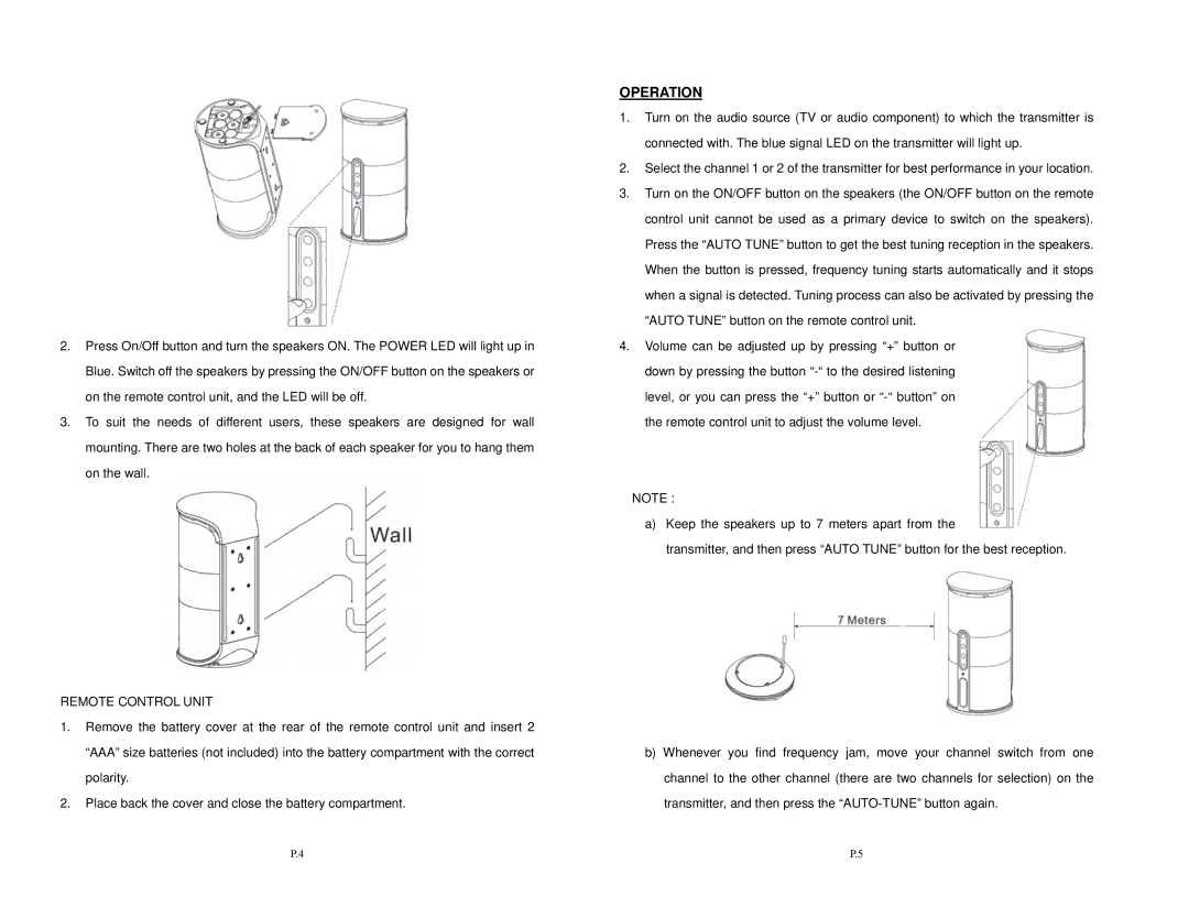 Velocity Micro SPK-VELO-001 user manual Operation, Remote Control Unit 