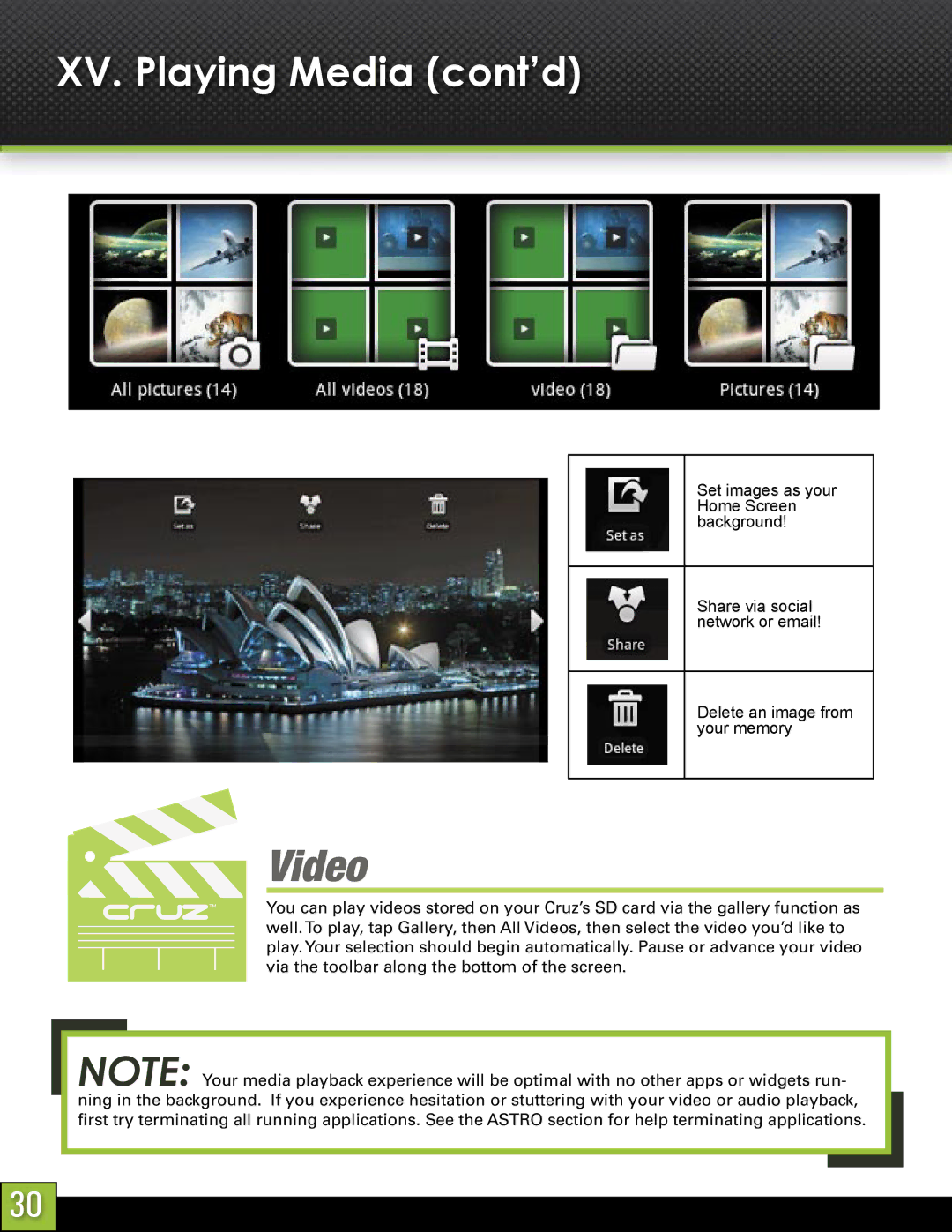 Velocity Micro T103 manual Video, XV. Playing Media cont’d 