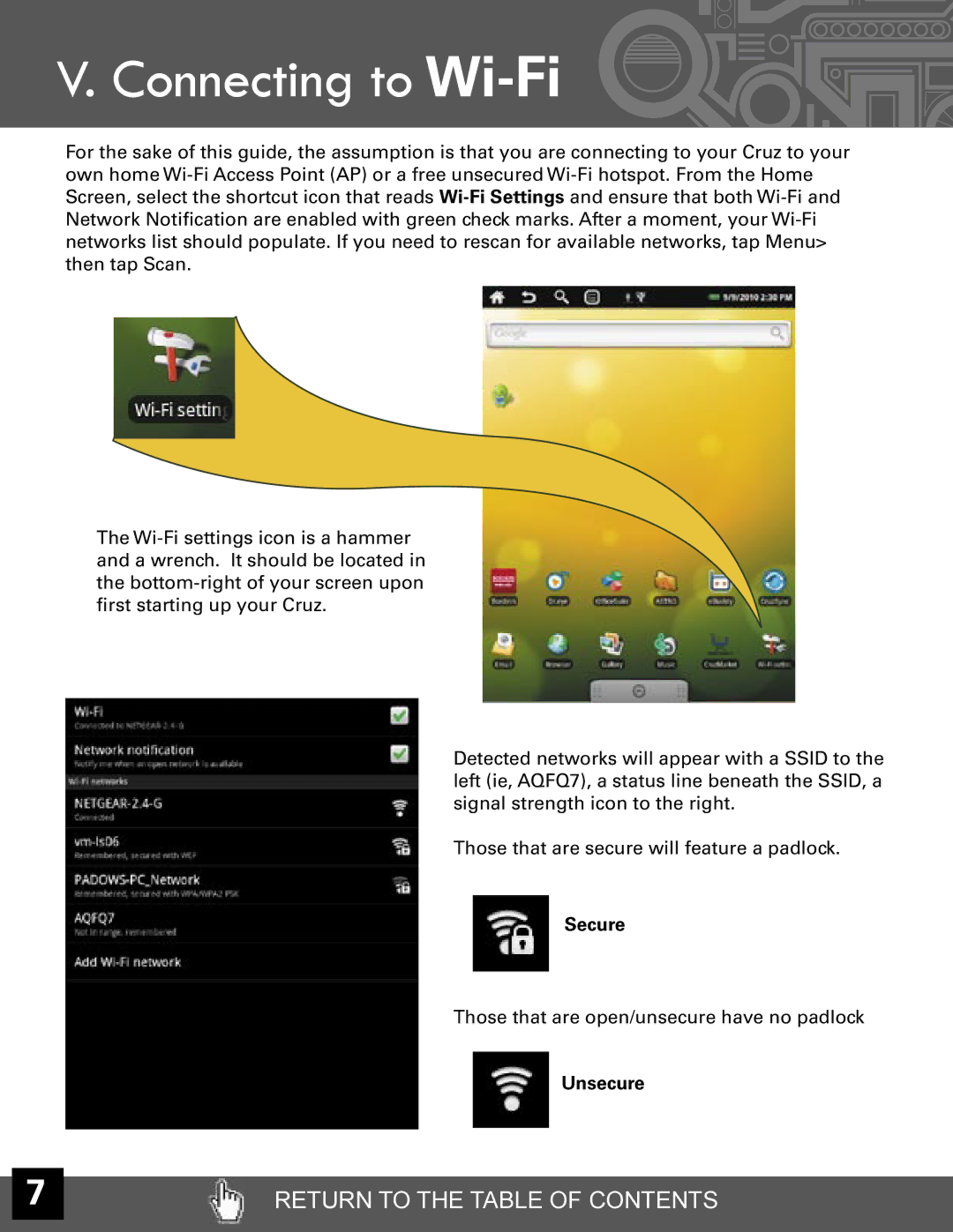 Velocity Micro T301 manual Connecting to Wi-Fi 