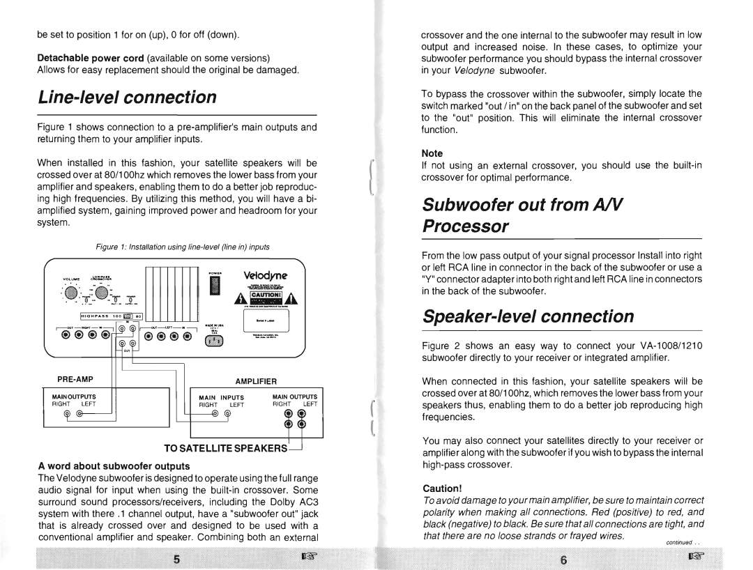 Velodyne Acoustics 1210, 1008 manual 