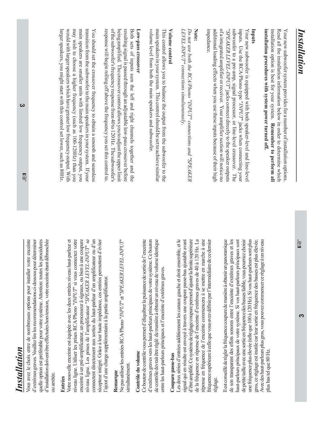 Velodyne Acoustics CHT-12, CHT-10, CHT-8 owner manual Installation 