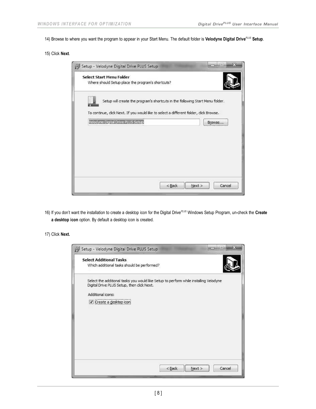 Velodyne Acoustics DD-12+, DD-18+, DD-15+, DD-10+ manual Windows Interface for Optimization 