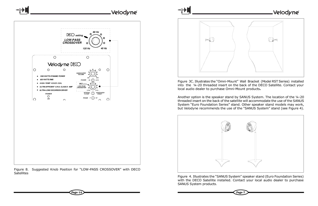 Velodyne Acoustics DECO owner manual LOW-PASS Crossover 