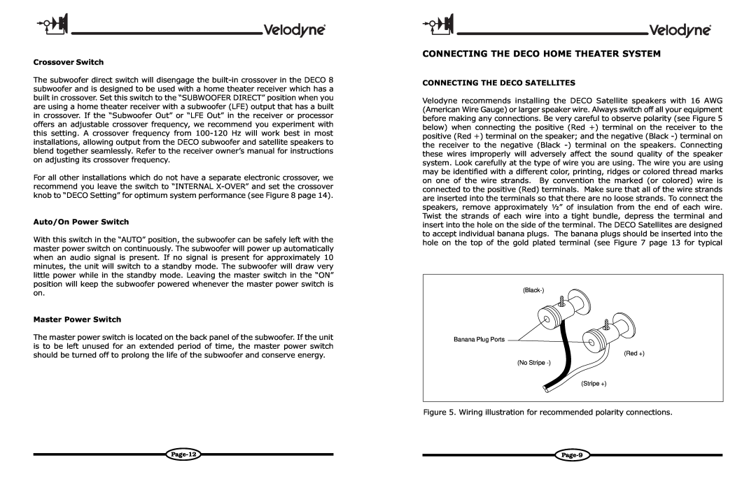 Velodyne Acoustics DECO owner manual Connecting The Deco Home Theater System 