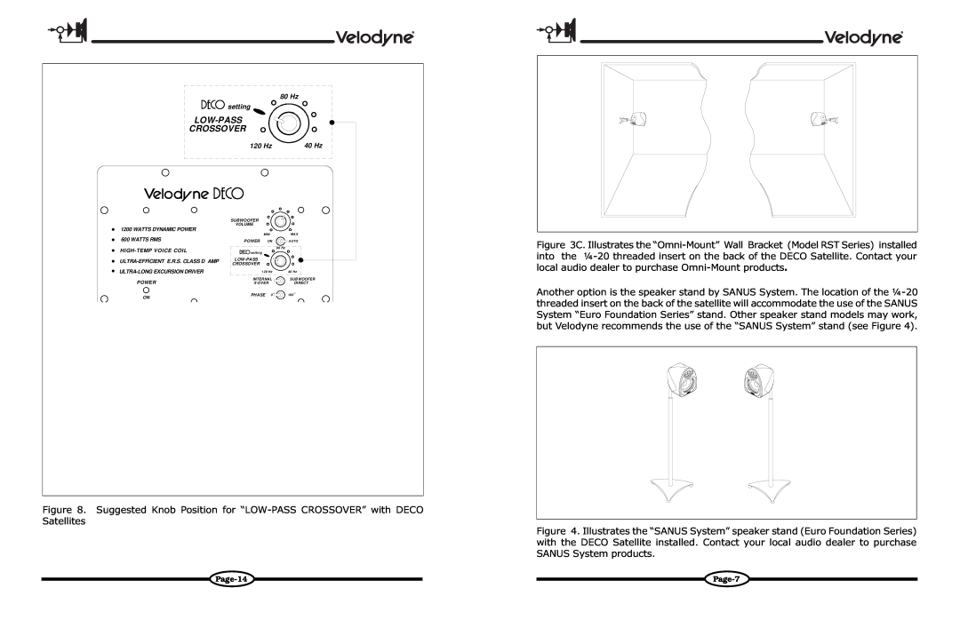 Velodyne Acoustics DECO owner manual Low-Pass, Crossover 