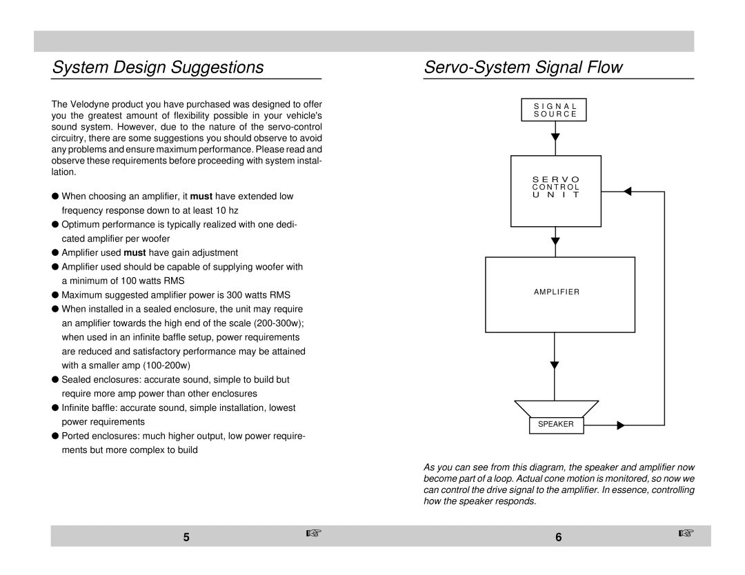 Velodyne Acoustics DF-12sc, DF-10sc owner manual System Design Suggestions, Servo-System Signal Flow 