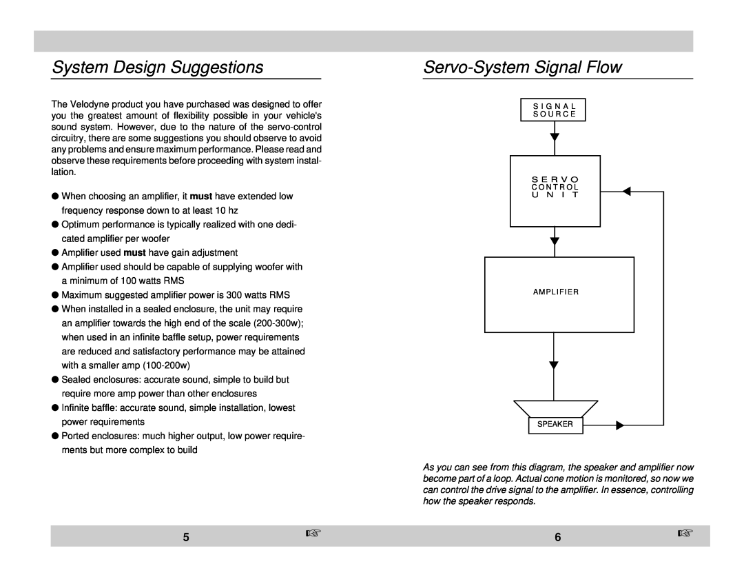 Velodyne Acoustics DF-12sc, DF-10sc owner manual System Design Suggestions, Servo-SystemSignal Flow 
