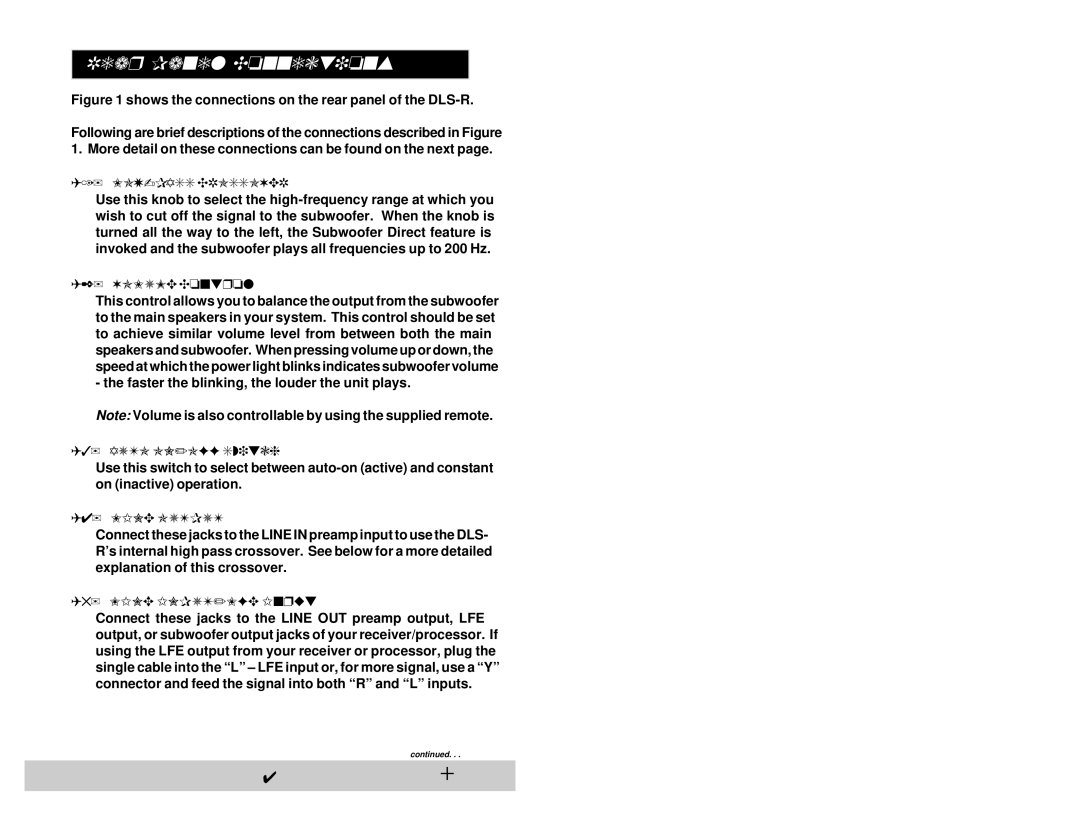 Velodyne Acoustics DLS-3750R, DLS-5000R, DLS-4000R, DLS-3500R user manual Rear Panel Connections, LOW-PASS Crossover 