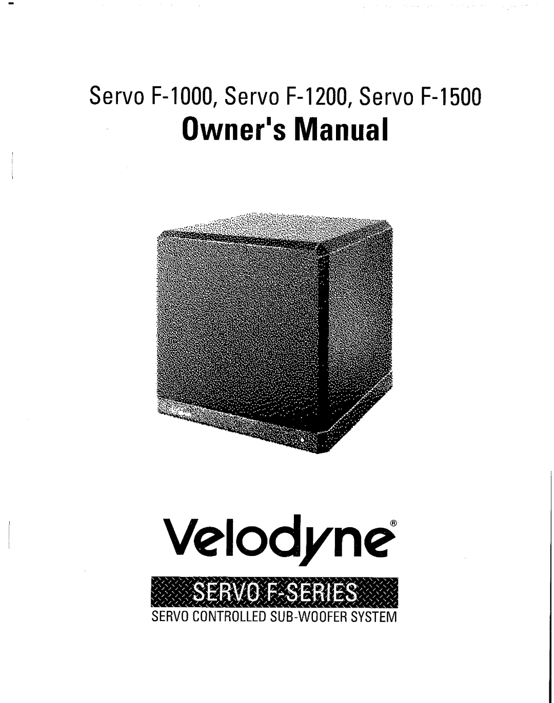 Velodyne Acoustics F-1500, F-1000, F-1200 manual 