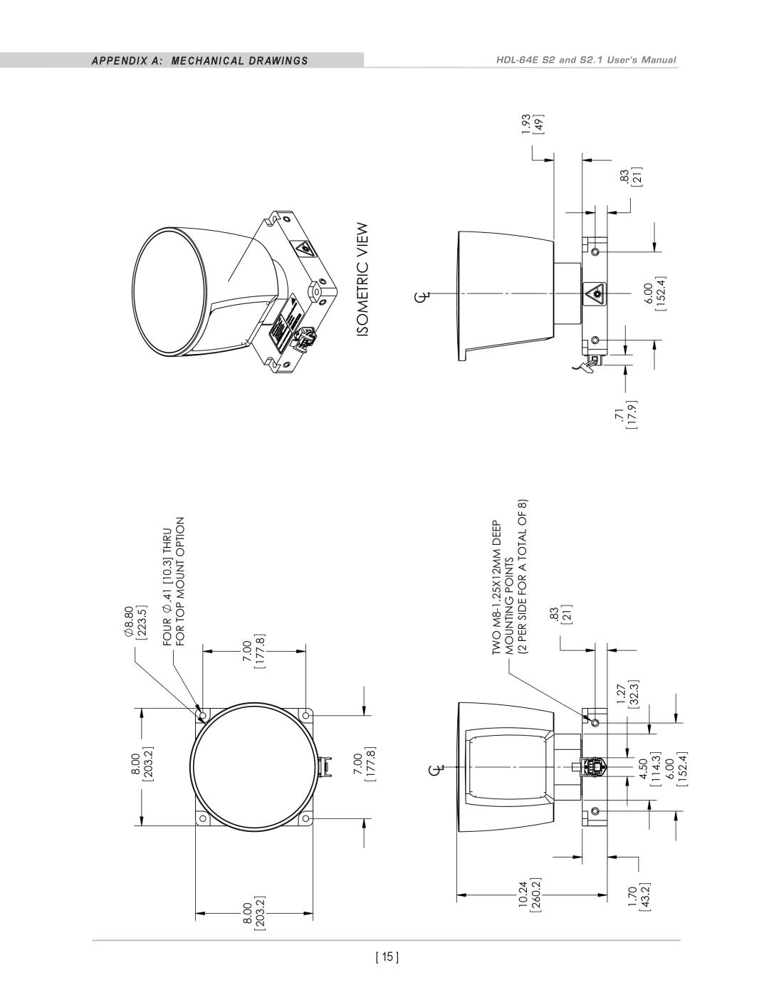 Velodyne Acoustics HDL-64E S2.1 user manual Isometric View, APPendix a MechanicaL draWinGs 