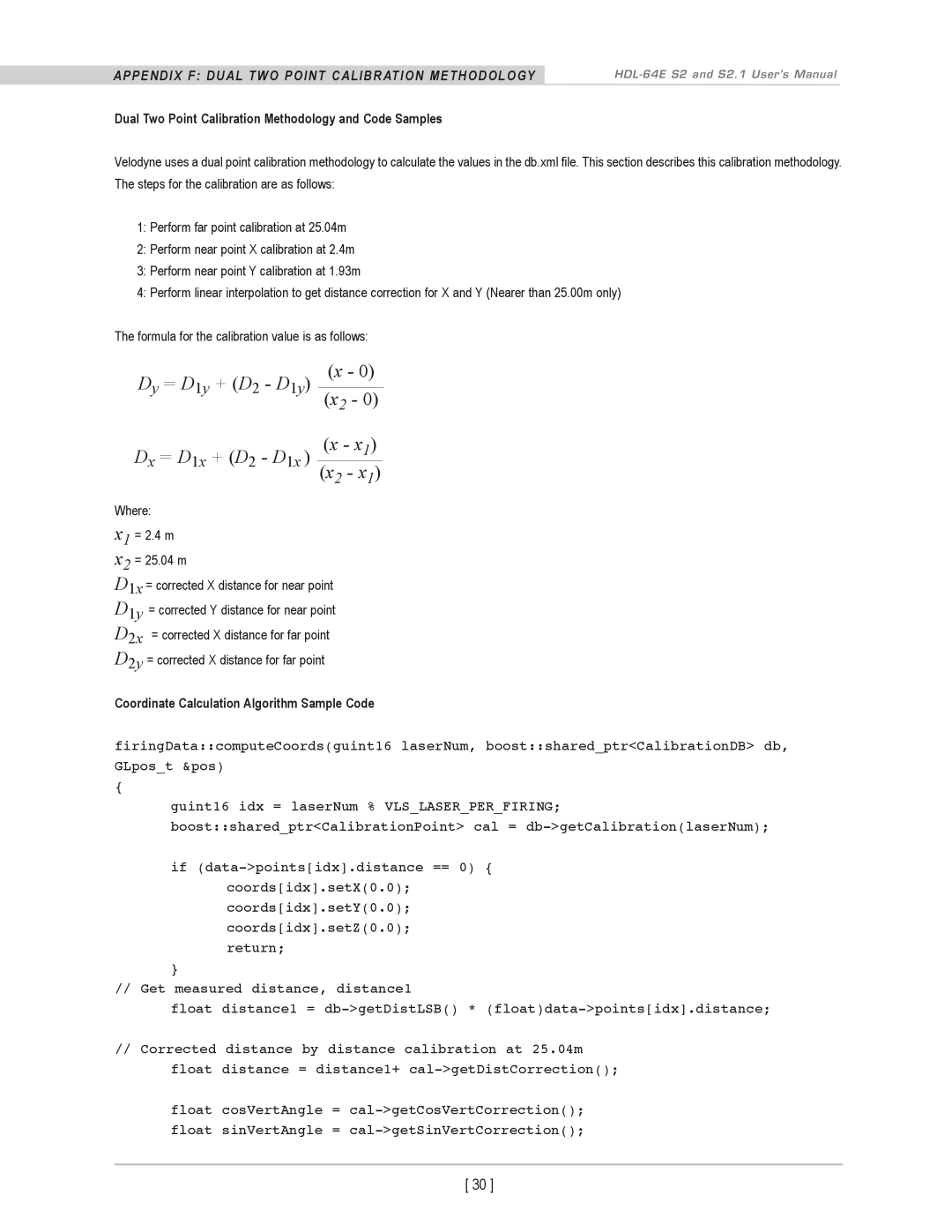 Velodyne Acoustics HDL-64E S2.1 user manual APPendix f duaL tWo Point caLiBration MethodoLoGy 