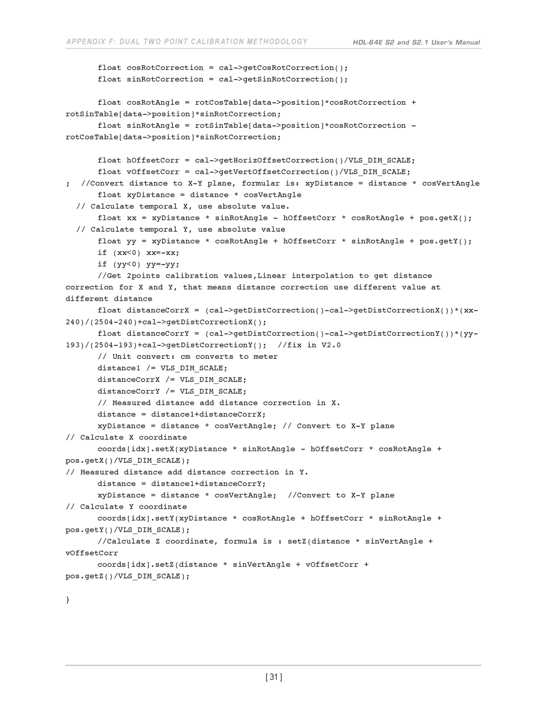 Velodyne Acoustics HDL-64E S2.1 user manual APPendix f duaL tWo Point caLiBration MethodoLoGy 