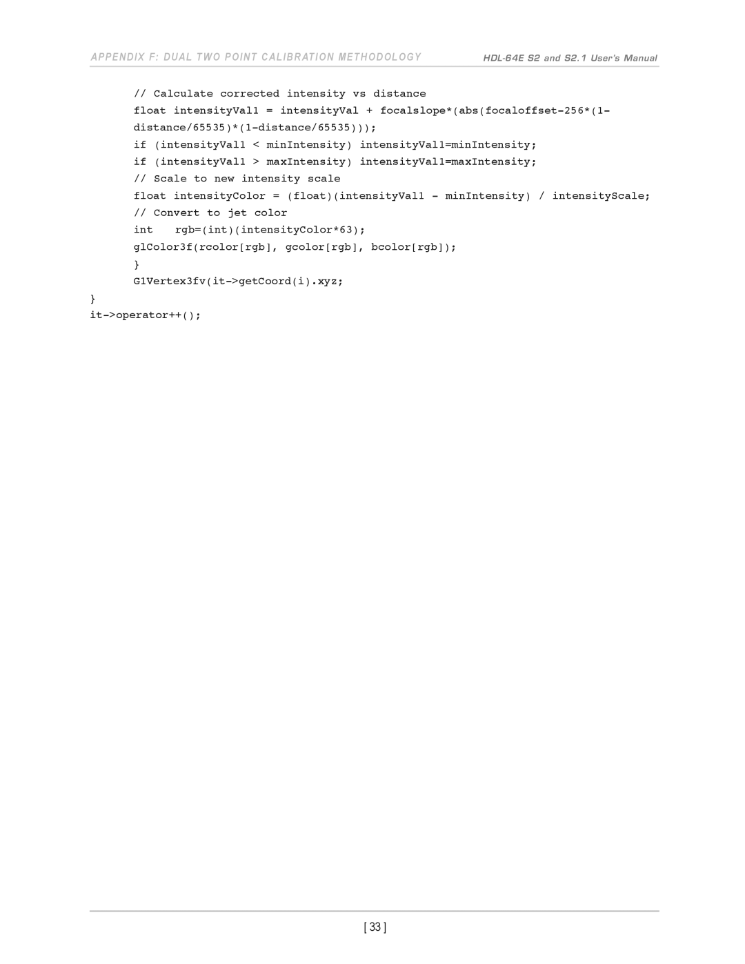 Velodyne Acoustics HDL-64E S2.1 user manual APPendix f duaL tWo Point caLiBration MethodoLoGy 