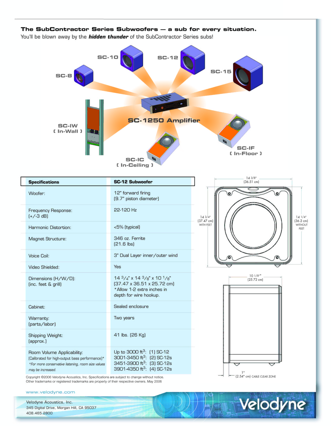 Velodyne Acoustics SC-10 Subwoofer manual 