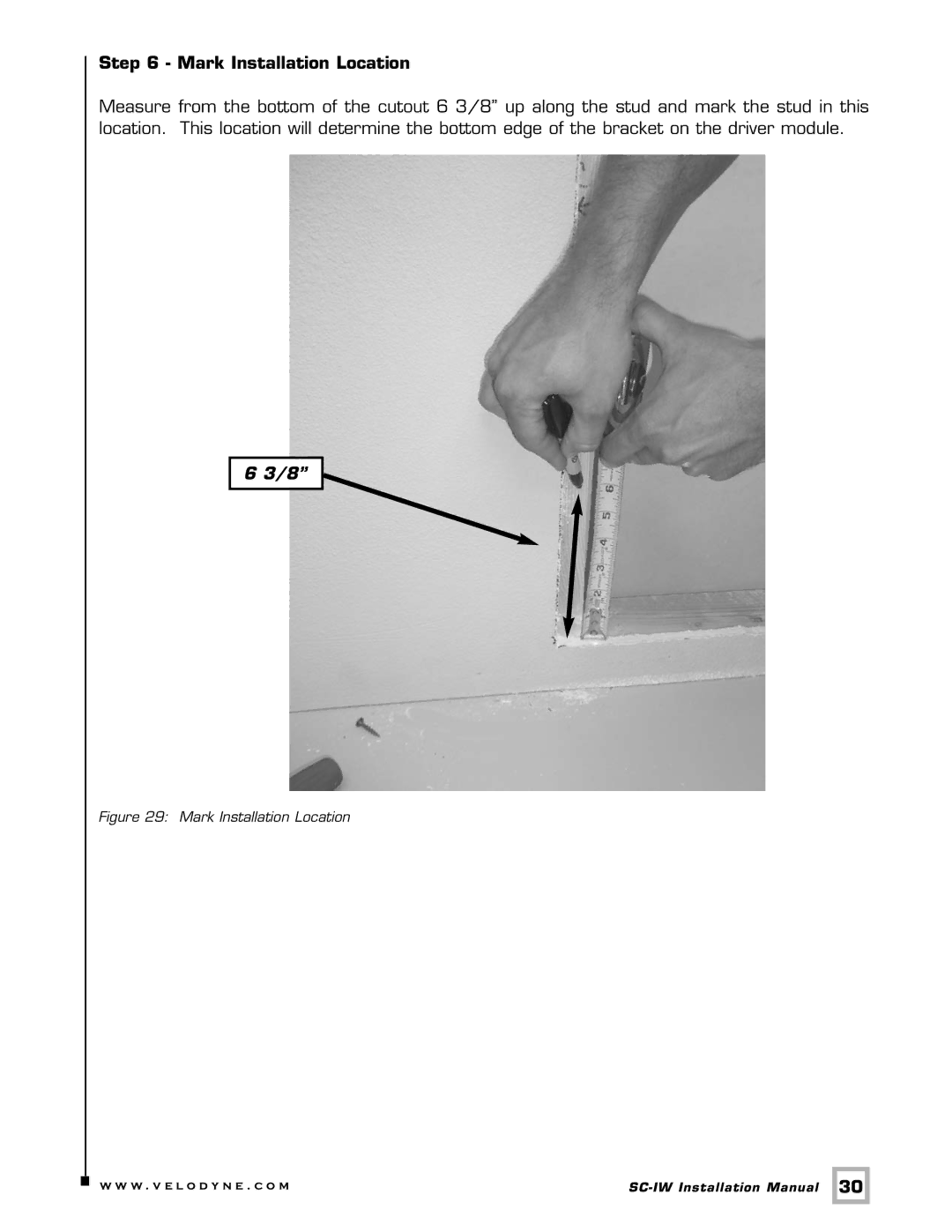 Velodyne Acoustics SC-IW installation manual Mark Installation Location 