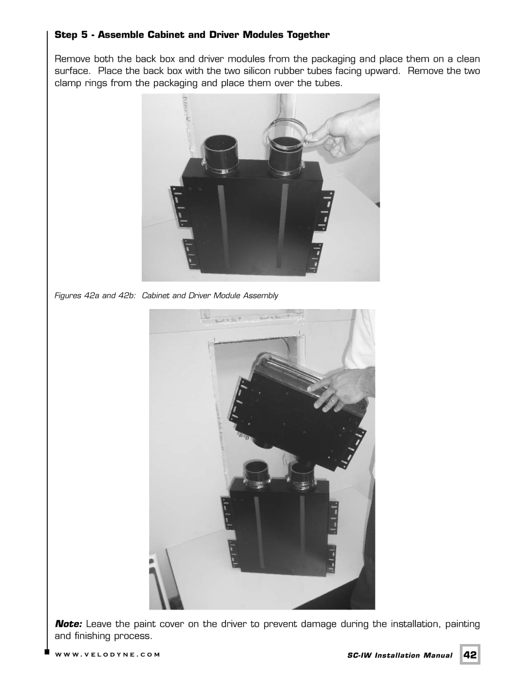 Velodyne Acoustics SC-IW installation manual Figures 42a and 42b Cabinet and Driver Module Assembly 