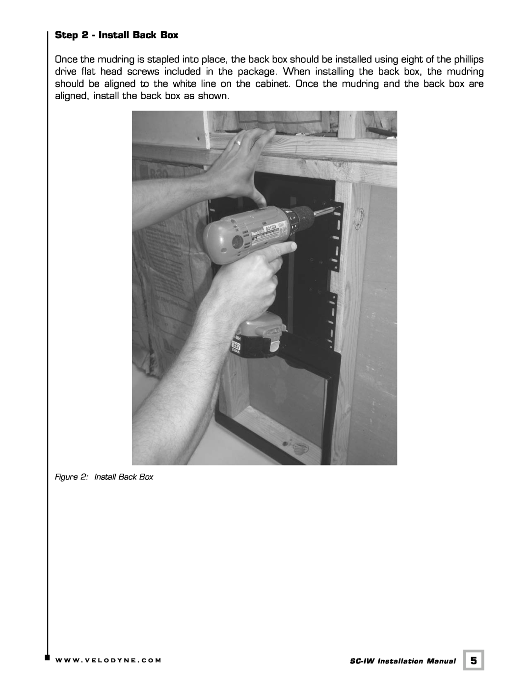 Velodyne Acoustics SC-IW installation manual Install Back Box 
