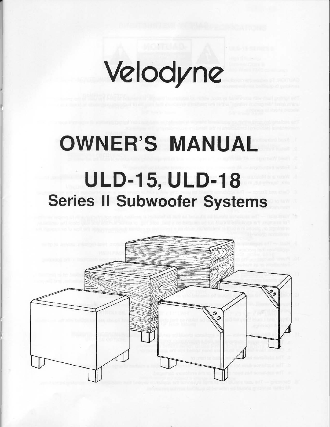 Velodyne Acoustics ULD-18, ULD-15 manual 