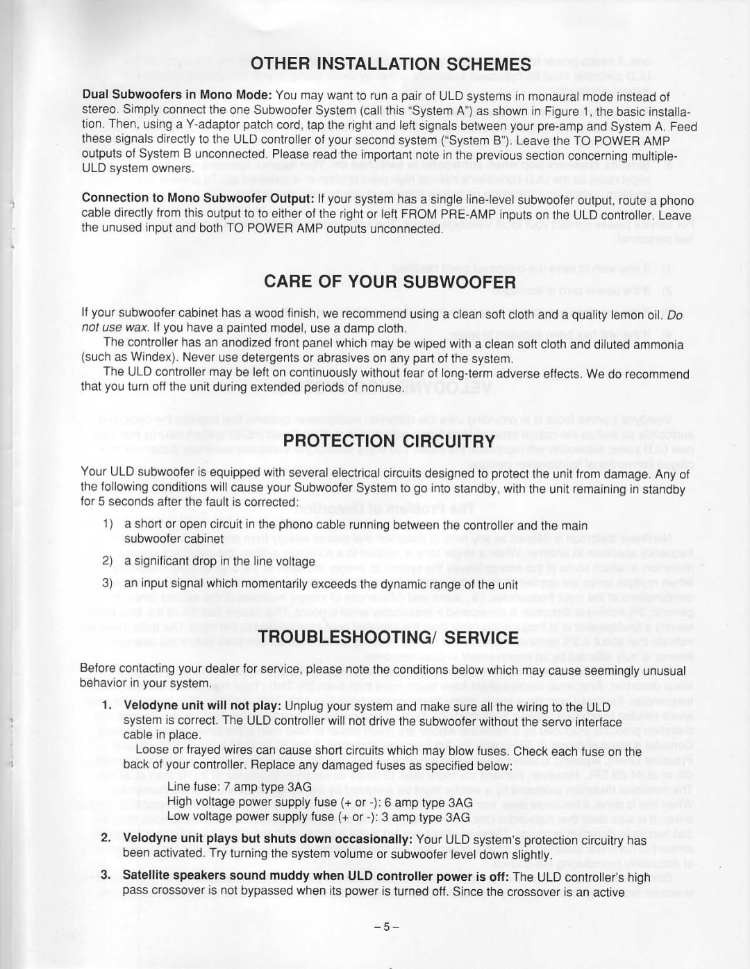 Velodyne Acoustics ULD-15, ULD-18 manual 