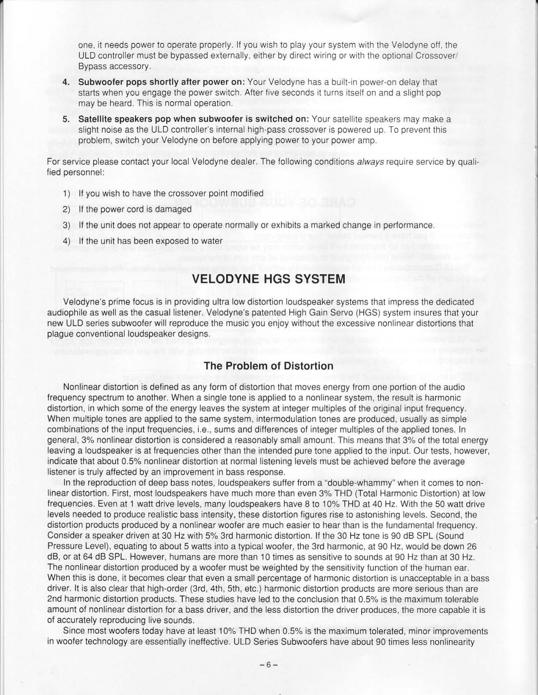 Velodyne Acoustics ULD-18, ULD-15 manual 