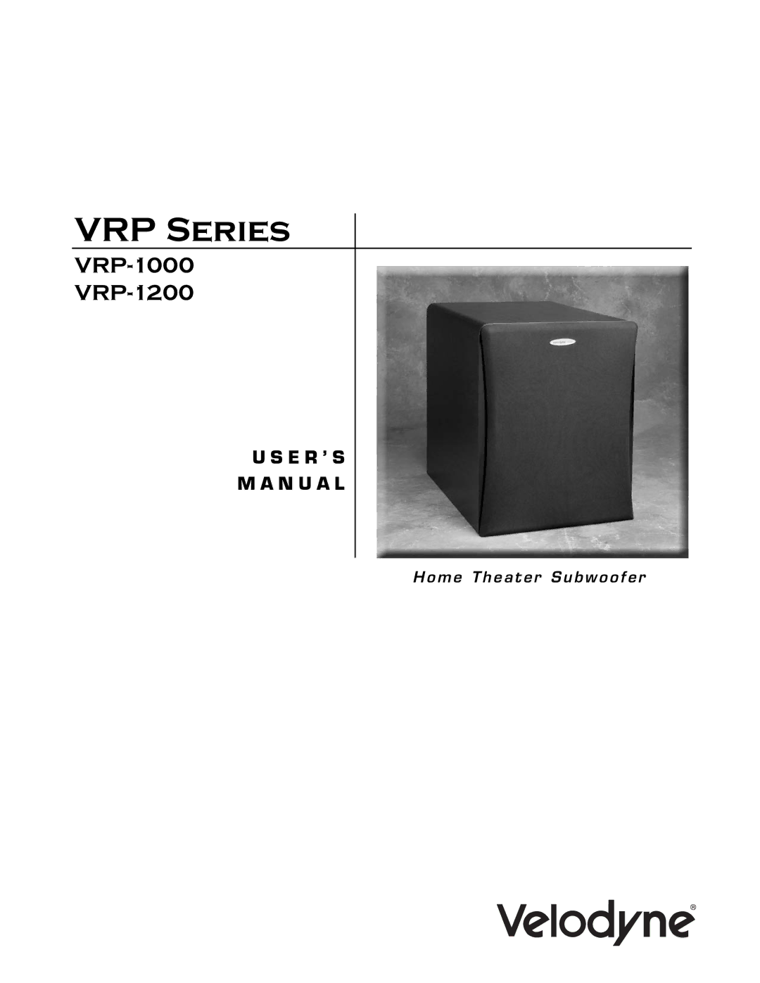 Velodyne Acoustics VRP Series user manual 