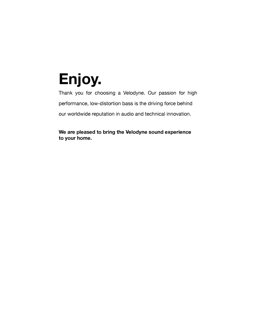 Velodyne Acoustics WiConnect user manual Enjoy 