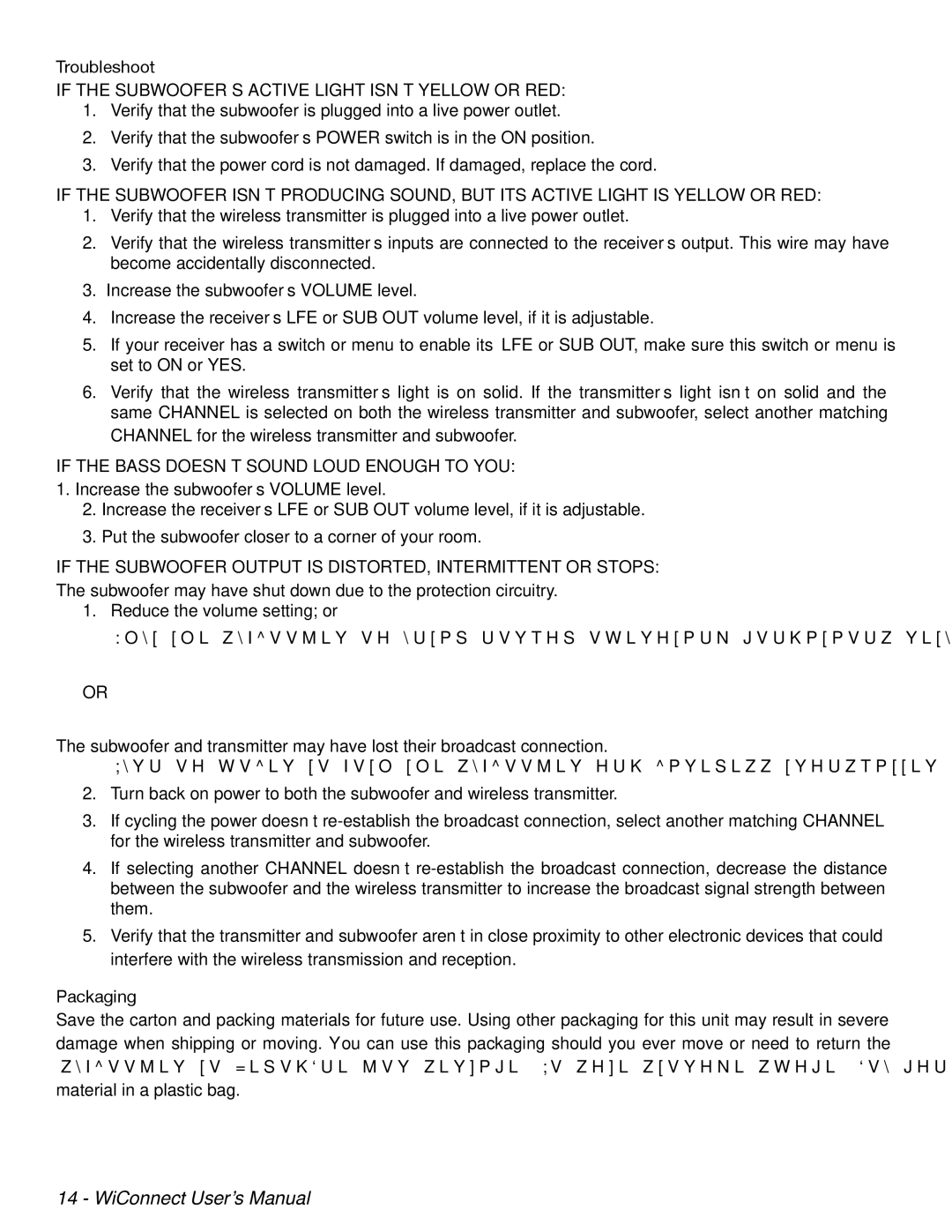 Velodyne Acoustics WiConnect user manual Troubleshoot, If the Bass DOESN’T Sound Loud Enough to YOU, Packaging 