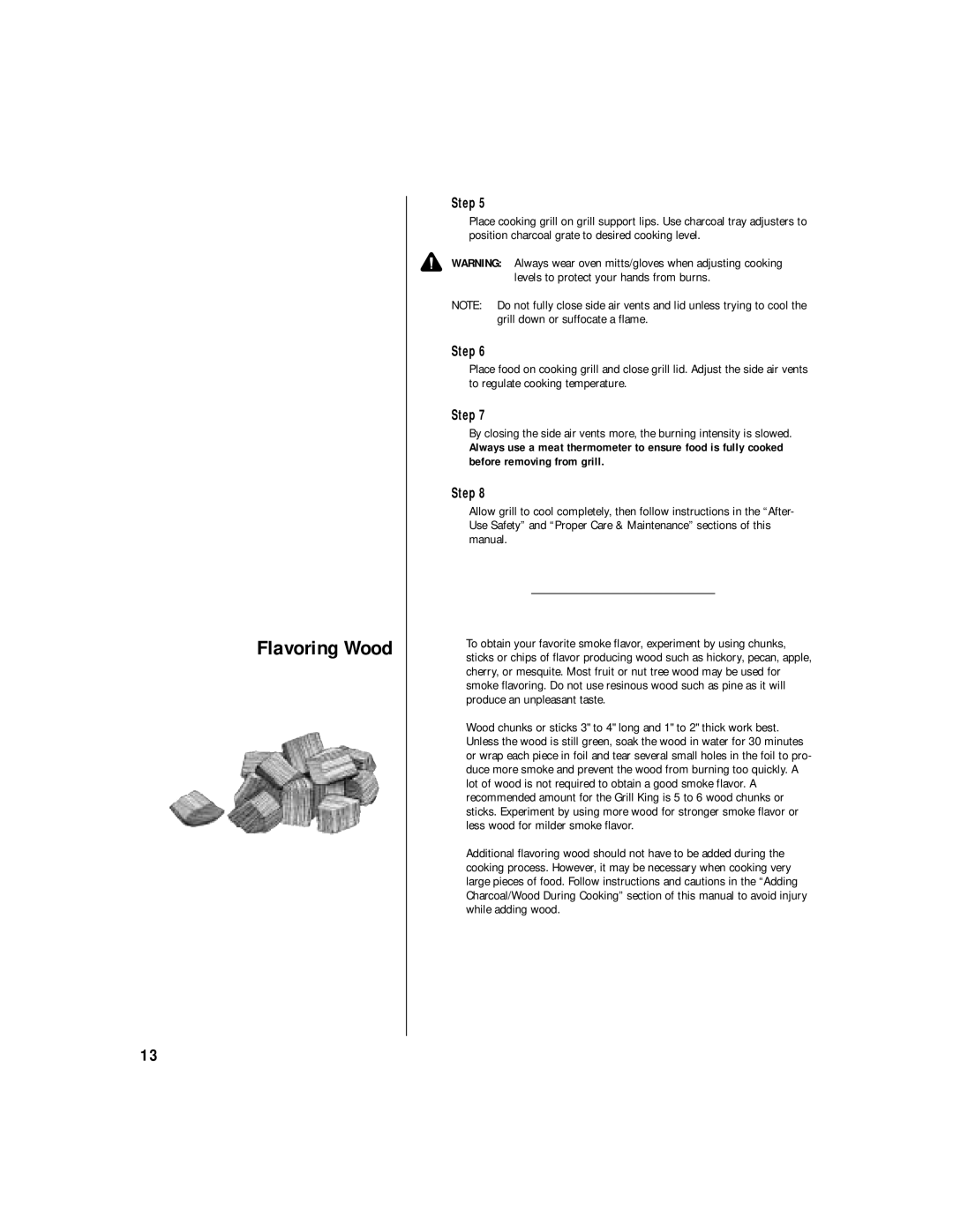 Vent-a-Hood 812-3450-0 (Hickory), 812-3440-0 (Mesquite) owner manual Flavoring Wood 