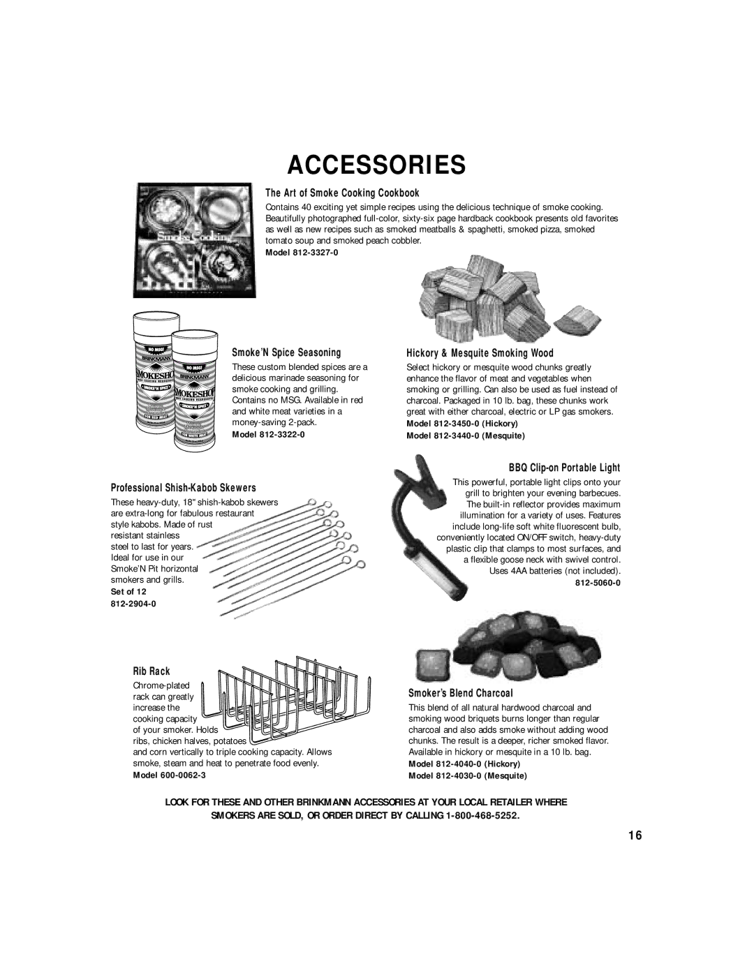 Vent-a-Hood 812-3440-0 (Mesquite), 812-3450-0 (Hickory) owner manual Accessories 