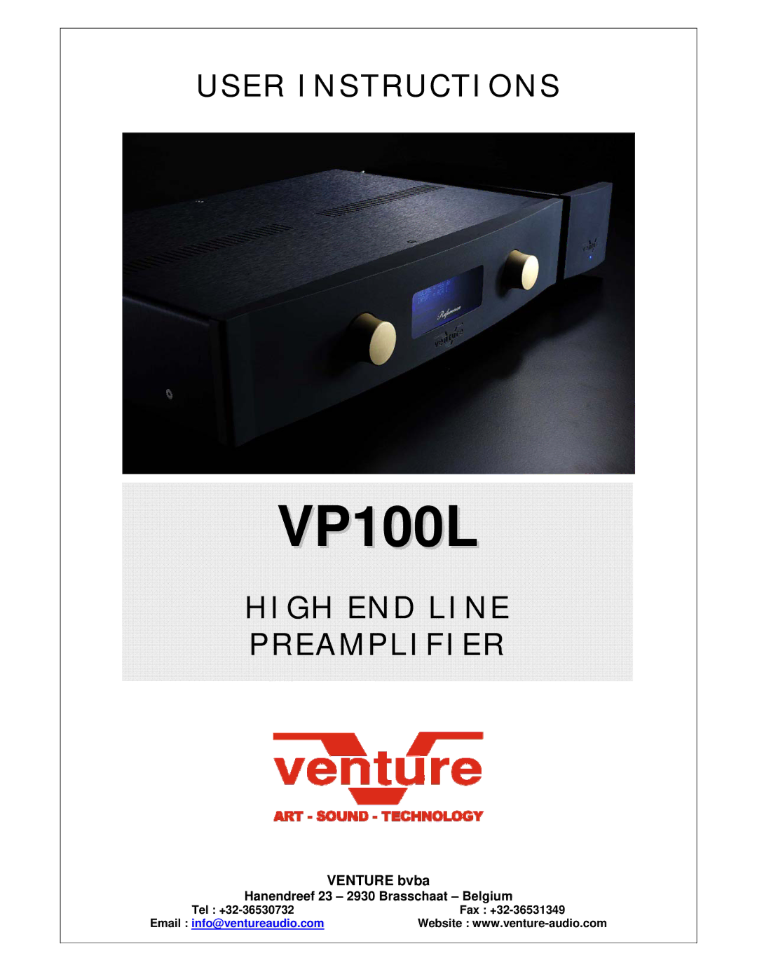 Venture Products VP100L manual 