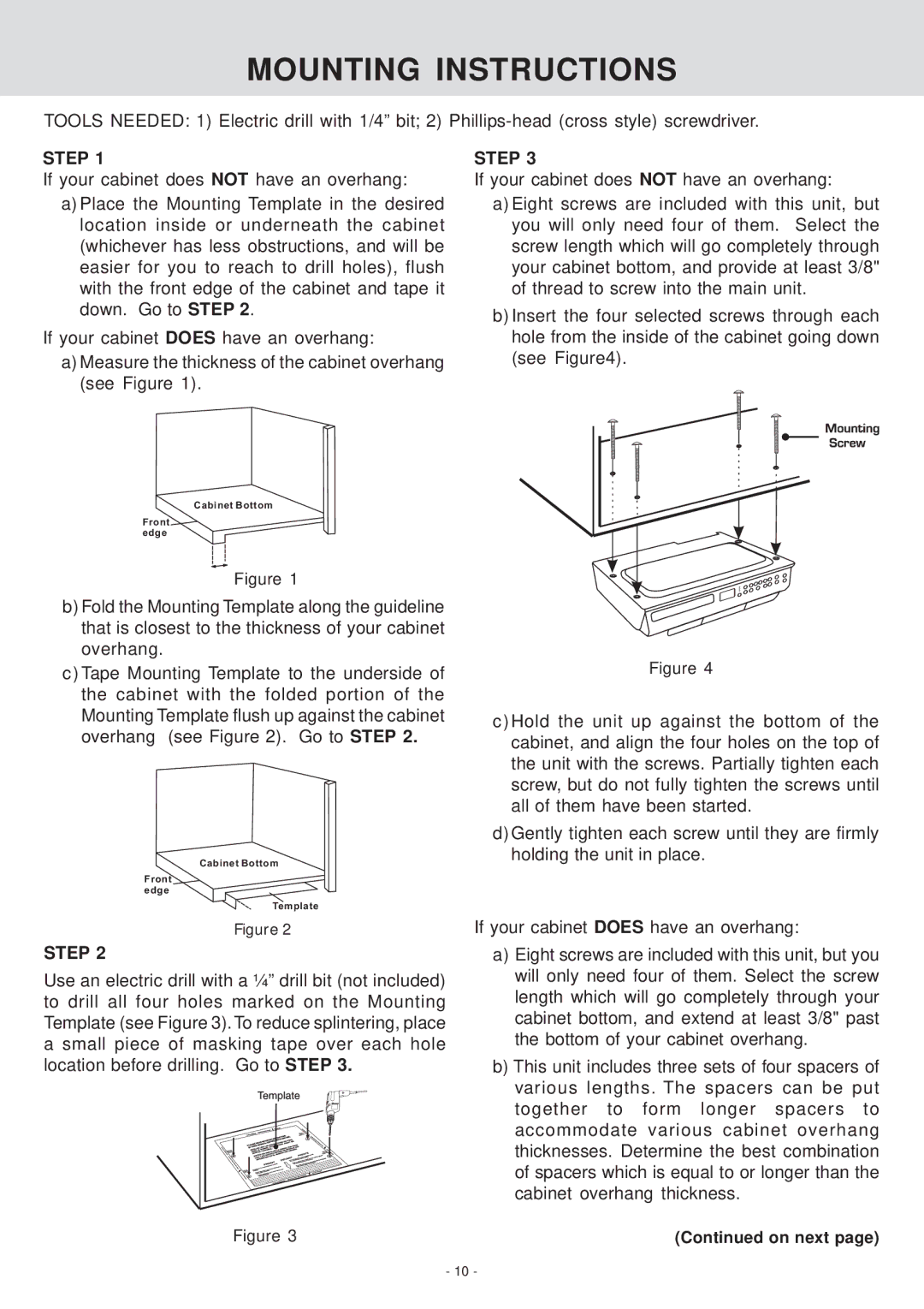 Venturer KLV39082 manual Mounting Instructions, Step 