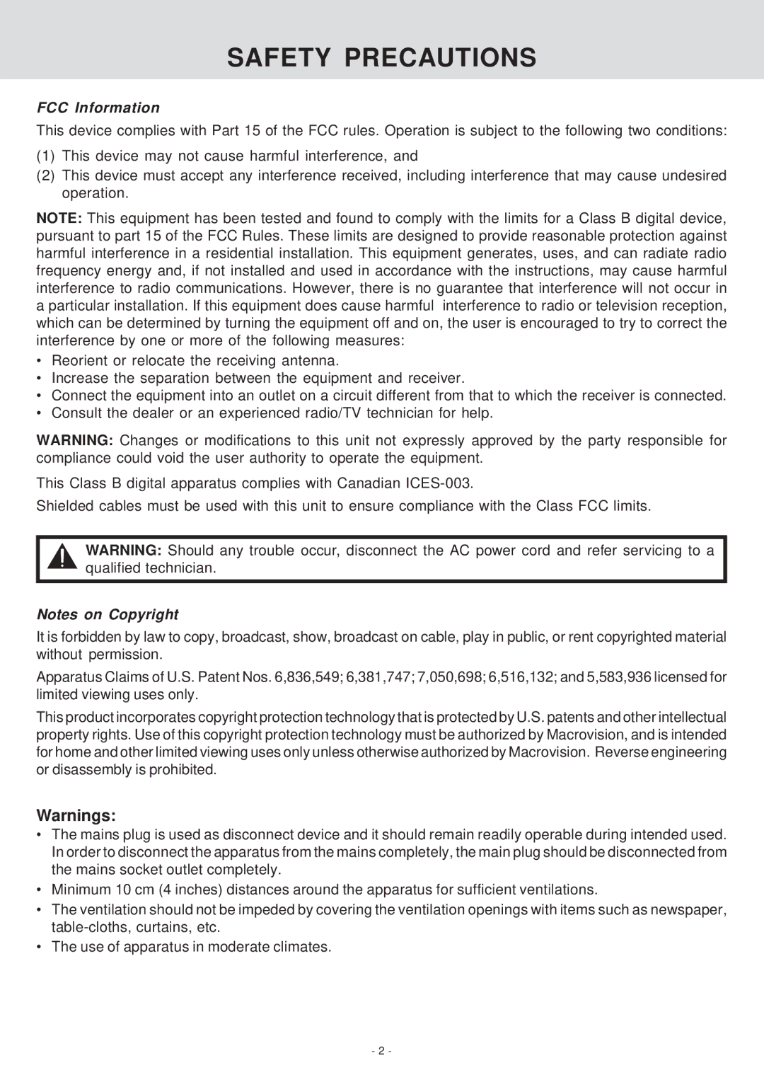 Venturer KLV39082 manual FCC Information 