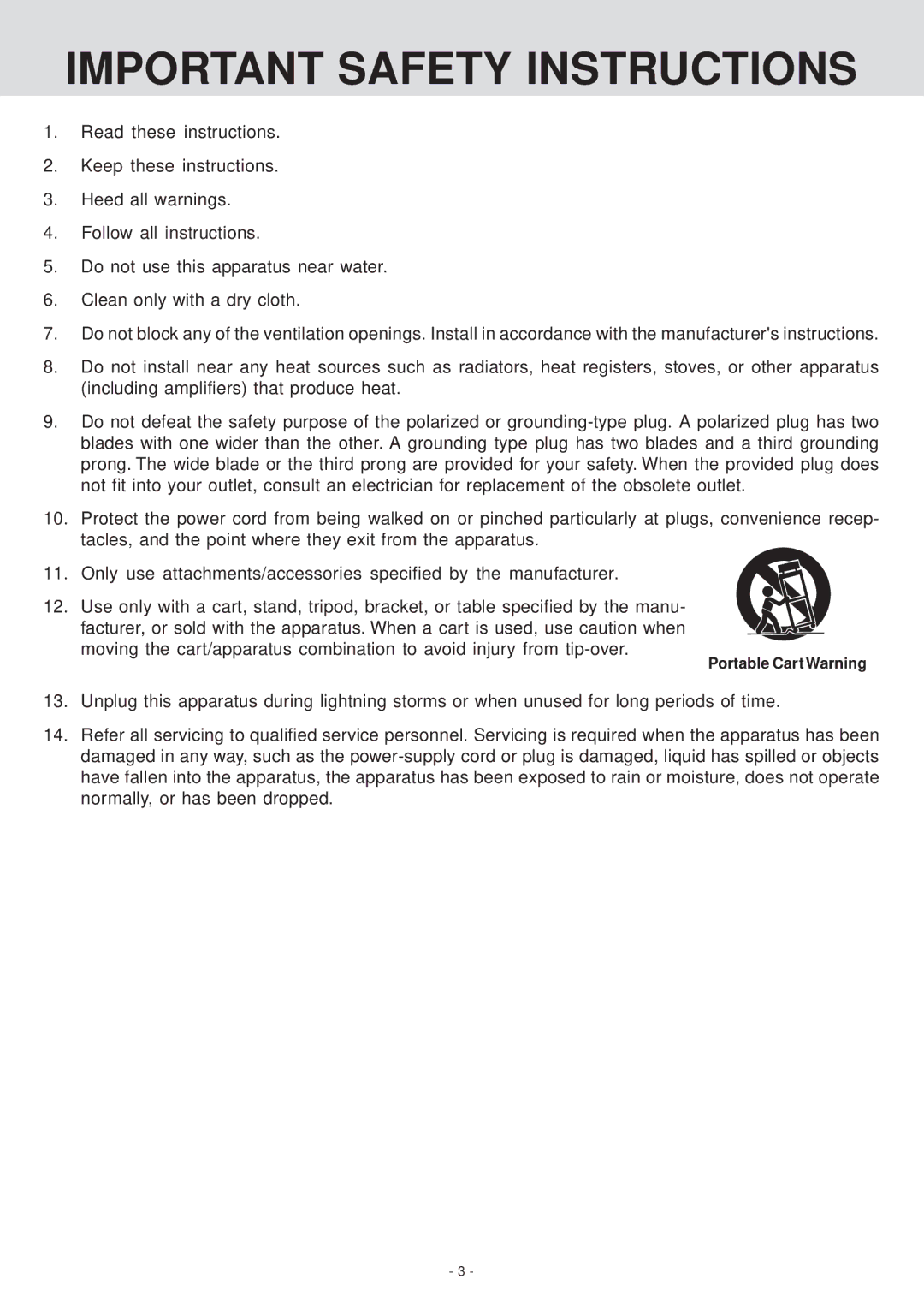 Venturer KLV39082 manual Important Safety Instructions 