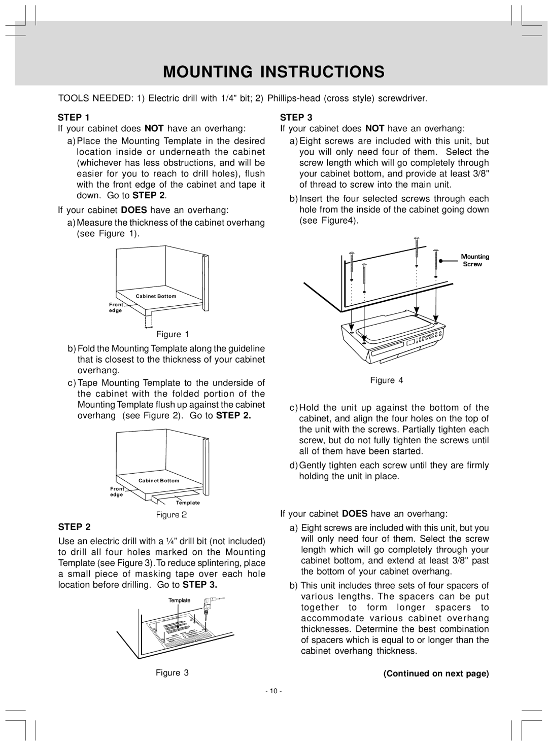 Venturer KLV39120 owner manual Mounting Instructions, Step 