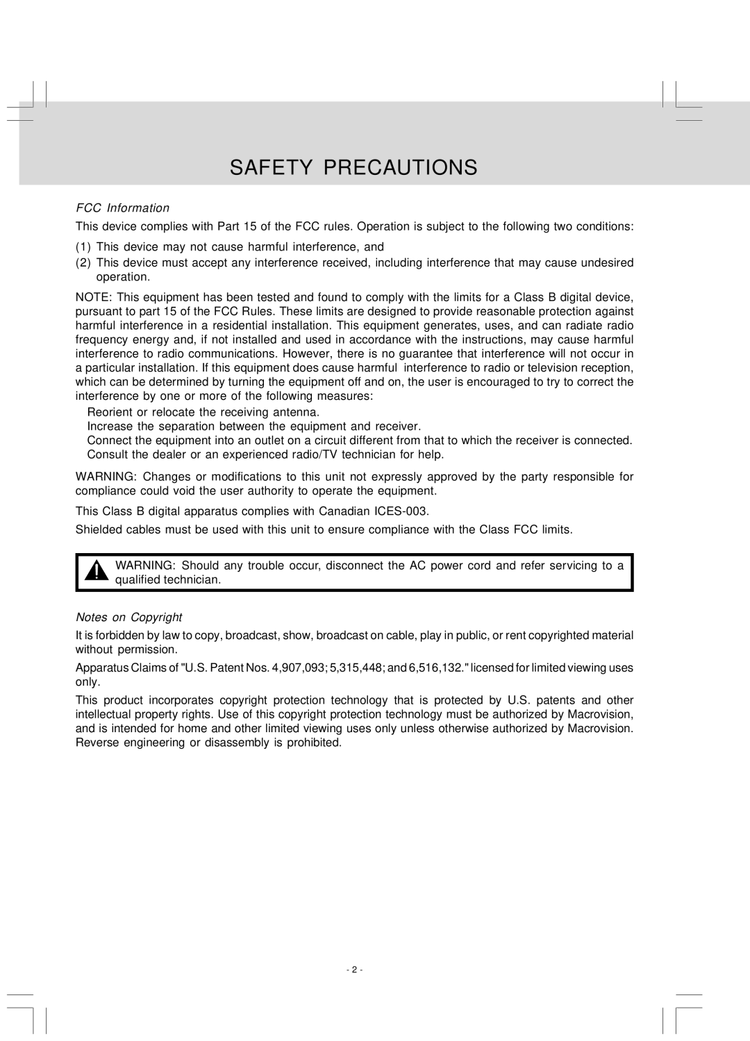 Venturer LCD Kitchen TV owner manual FCC Information 