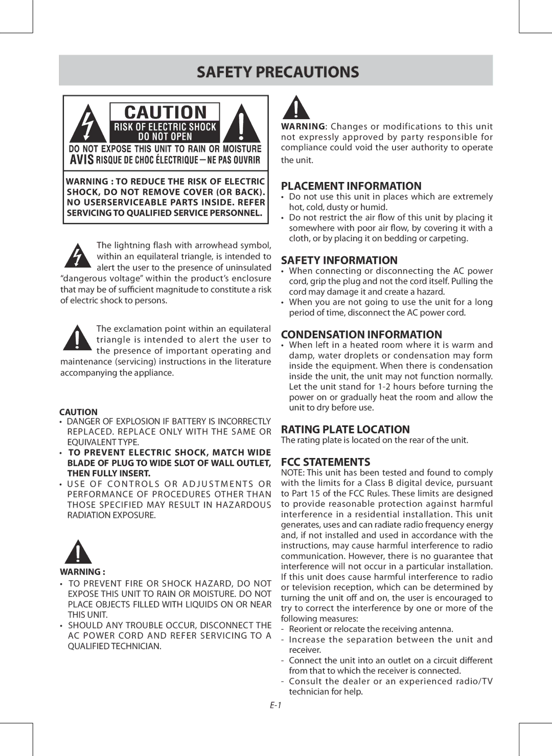 Venturer PDV28420C owner manual Safety Precautions 