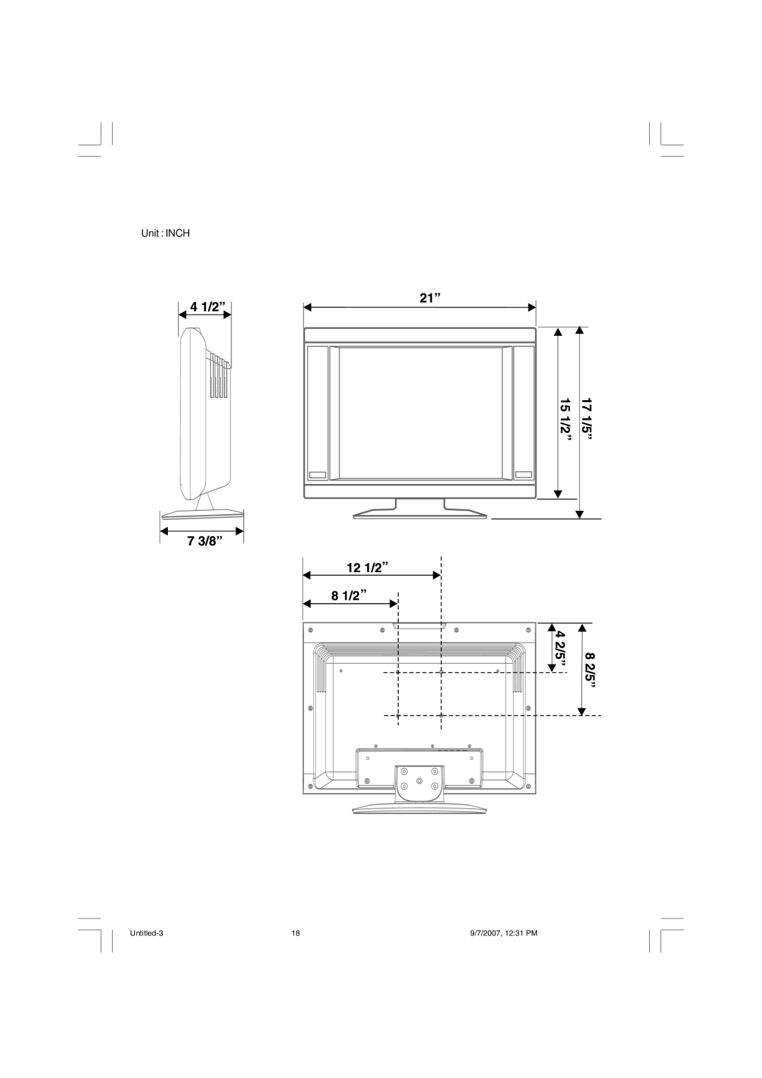 Venturer PLV16198 instruction manual Unit Inch 